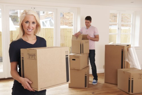 Packed household boxes ready for a Bermondsey home move